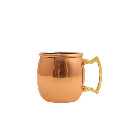Copper Shot Glass Round Mug Set of 4 | Brass Handle Barware – Alcu