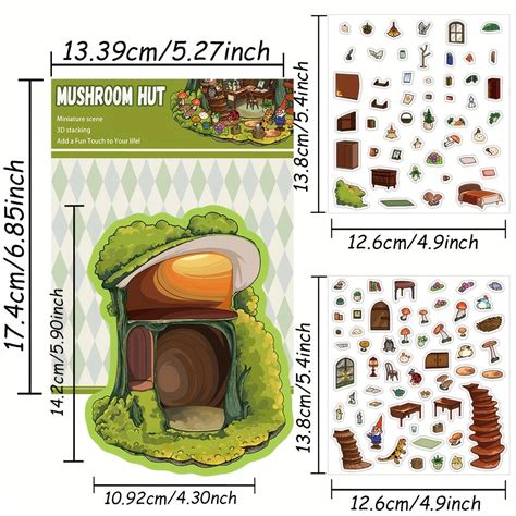 DIY 3D Mushroom Hut Sticker Scene Kit – CRAZE