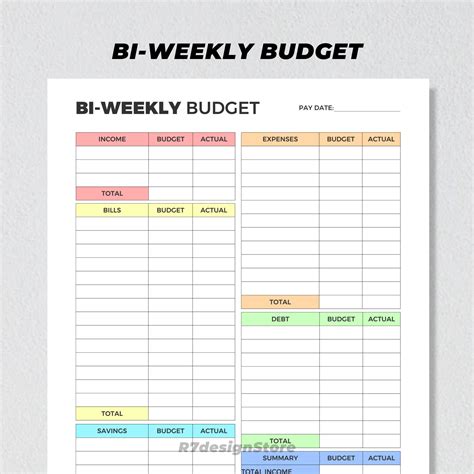 Bi Weekly Budget Planner Printable Paycheck Budget Template - Etsy