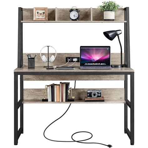 Yaheetech Home Office 47 Inch Writing Desk with Power Outlets and 2 USB ...