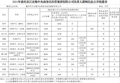 集团工资总额信息披露及负责人薪酬信息公开披露表 - 经营报告 - 江北嘴投资集团