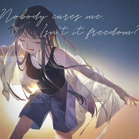 「Nobody cares me.Isn't it freedom?#illust」|ニコの絵詩のイラスト