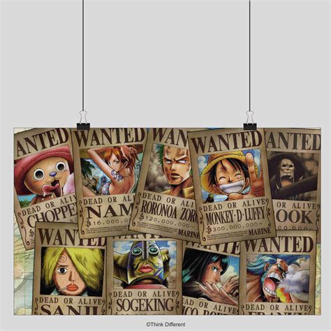 One Piece - Straw Hat Pirates Wanted Posters - Think Different Hub