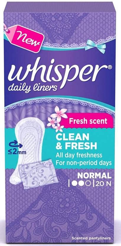 Whisper Daily Liners CLEAN & FRESH - 20 N Pantyliner | Buy Women ...