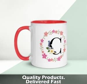 Shine Creation Alphabet C Ceramic Red COffee mug 325ml Ceramic Coffee ...