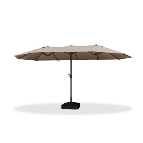 PURPLE LEAF 15-ft Aluminum Tan Crank Cantilever Patio Umbrella with ...