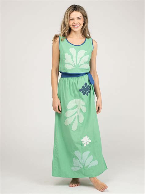 The Beach Tank + Sullivan Skirt Set | Green Aqua Appliqué – Beau & Ro