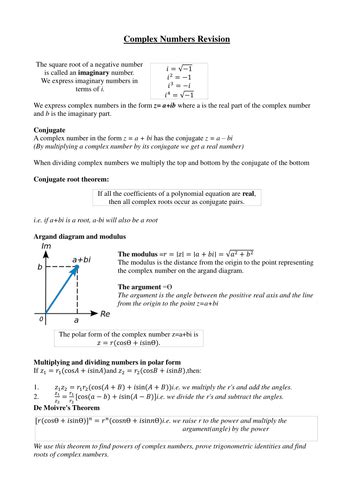 Image result for Complex Numbers Short Notes