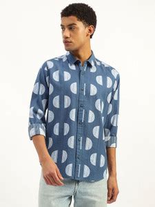 United Colors of Benetton Men Self Design Casual Blue Shirt - Buy ...