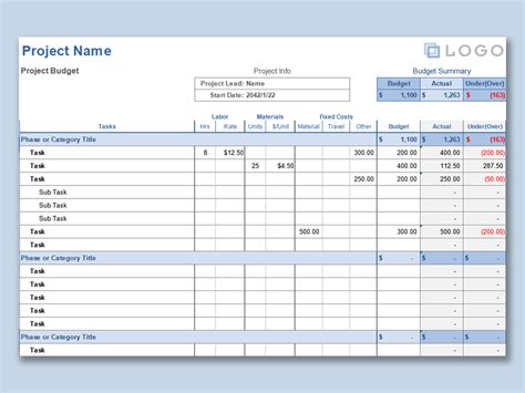 Image result for Project Budget Template Excel