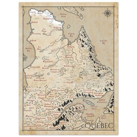 Map of Quebec - Fantasy-inspired - Print - Fabled Maps - Worksheets Library