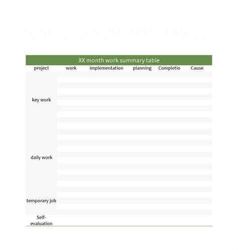 Free Year End Summary Table Summary Table Templates For Google Sheets ...