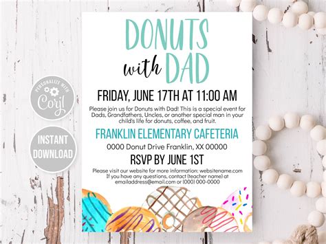 Donuts With Dad Invitation