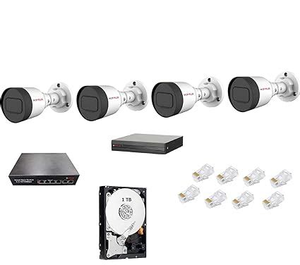 CP Plus 2MP Outdoor CCTV IP Camera Kit with 4 Bullet, 4 Channel NVR, 4 ...