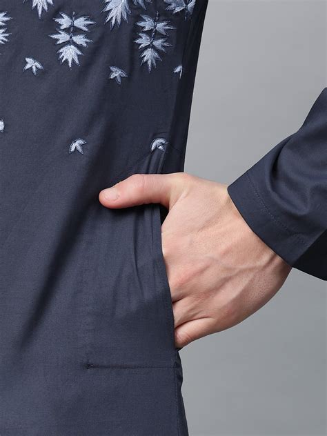 Our Navy Blue Embroidered Straight Kurta - Perfect Fit – See Designs