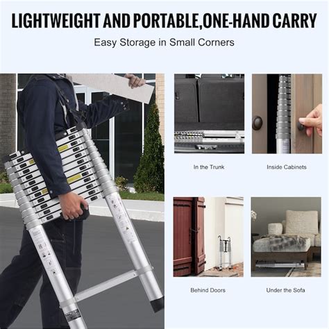 VEVOR Telescoping Ladder 16.5FT Aluminum Lightweight Extension Ladder ...