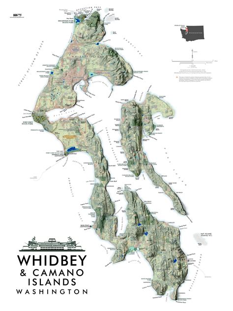 Whidbey Island Washington Map (24 in X 18 In) - Etsy