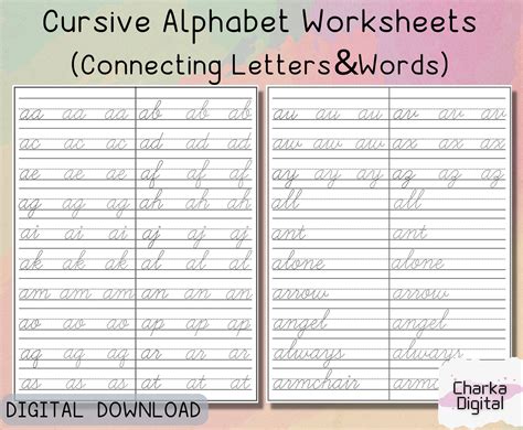 Printable cursive alphabet worksheets handwritting practice etsy – Artofit