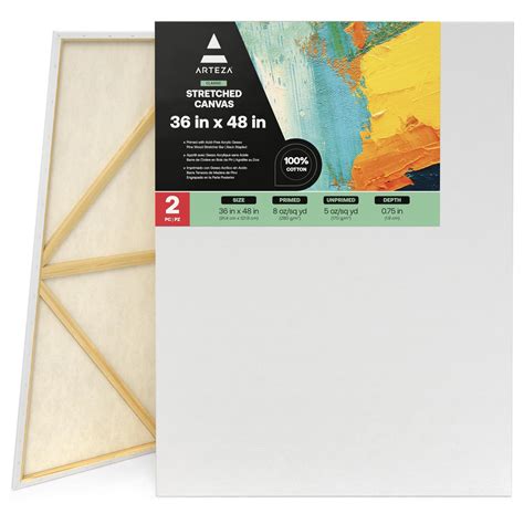 Arteza 36x48ââ‚¬Â Stretched White Blank Canvas, Bulk Pack of 2, Primed ...