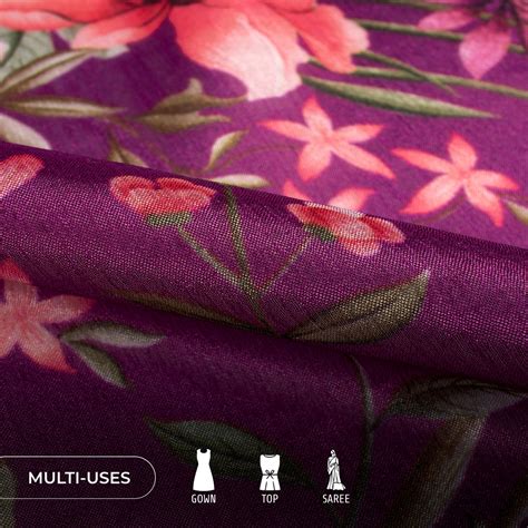 Midnight Purple Floral Digital Print Poly Chinnon Chiffon Fabric ...
