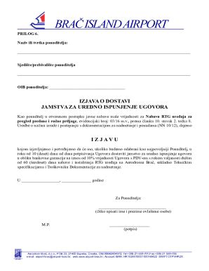 Fillable Online IZJAVA O DOSTAVI Fax Email Print - pdfFiller