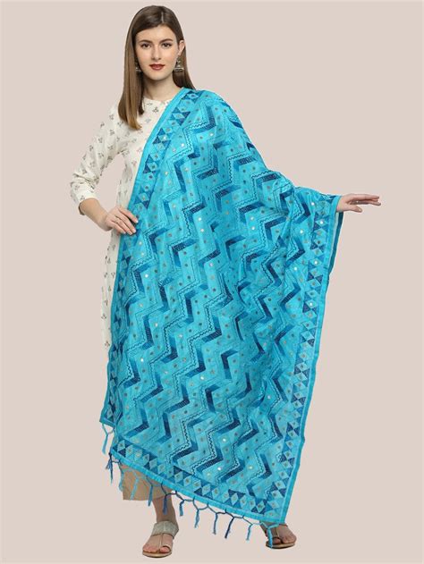 Embellished & Embroidered Chanderi Dupatta – Dupatta Bazaar