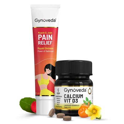 Gynoveda Calcium Vit D3 Tablets & Pain Relief Ointment Combo ...