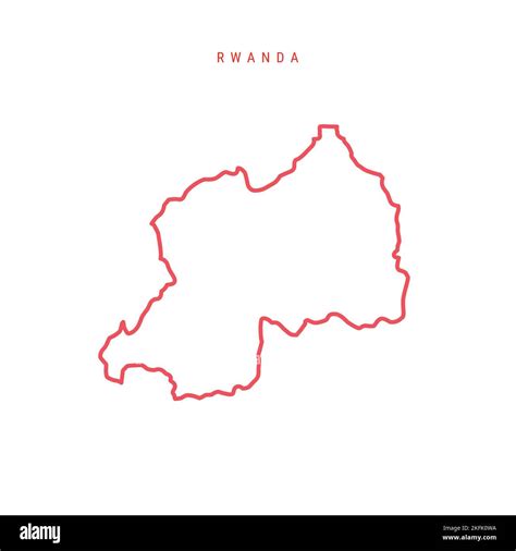 Rwanda thin line outline map. Rwandan red border. Country name. Flat illustration Stock Photo ...