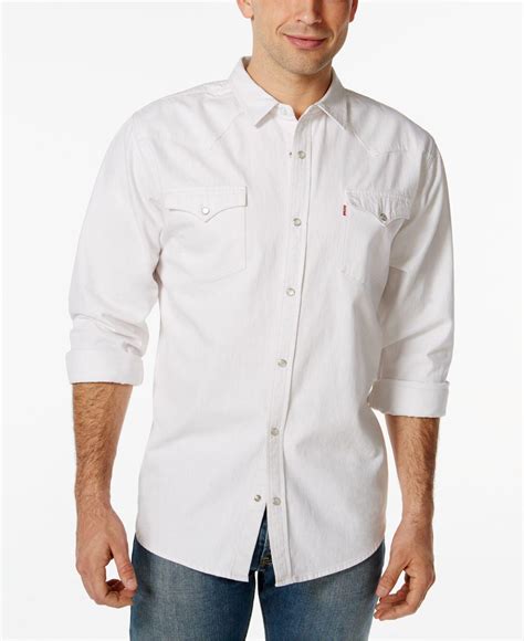 Levi's Standard Barstow Western Long-sleeve Denim Shirt in White for ...