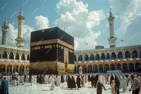 Muslims worship around the Kaaba in Mecca created with Generative AI | Premium AI-generated image