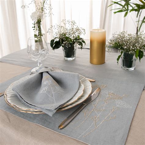 Waikawa Table Linen Set Aqua Grey – Tabi