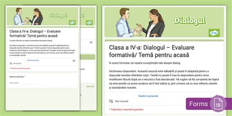 Clasa a IV-a Dialogul Evaluare formativă Temă pentru acasă