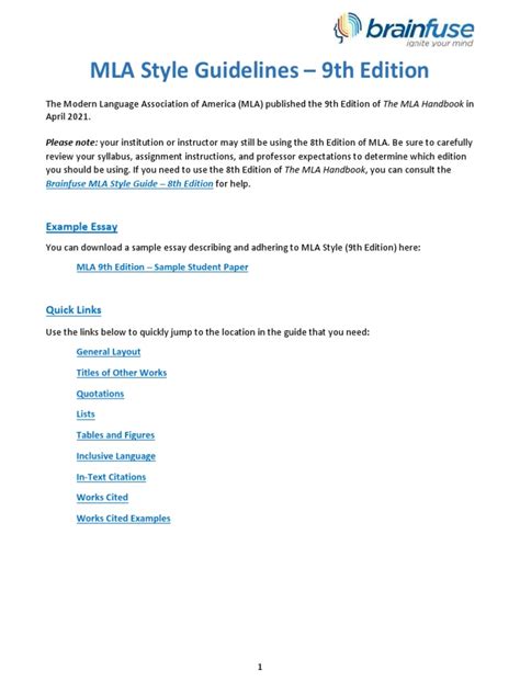 Image result for MLA Style Guide PDF