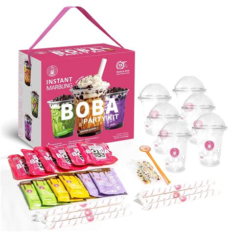 Amazon.com: O's bubble boba Tea Kit - Instant Marbling Boba Tea Party ...