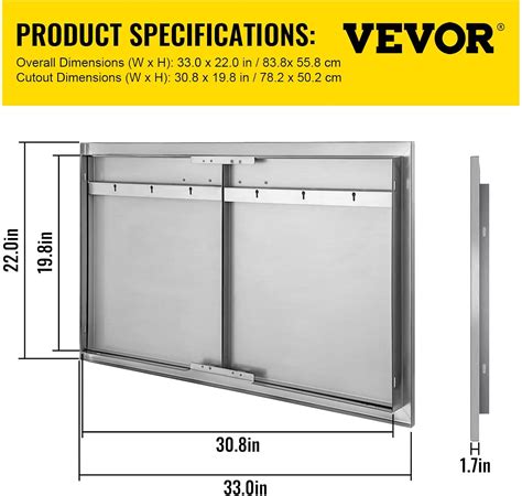 Buy BuoQua Outdoor Kitchen Doors BBQ Access Door 33 x 22 inch Stainless ...
