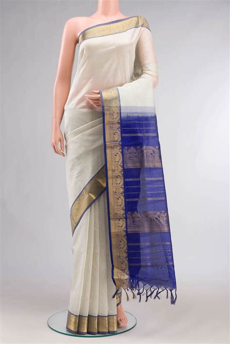 Off White Silk Cotton Saree – Nalli Silk Sarees Pvt Ltd
