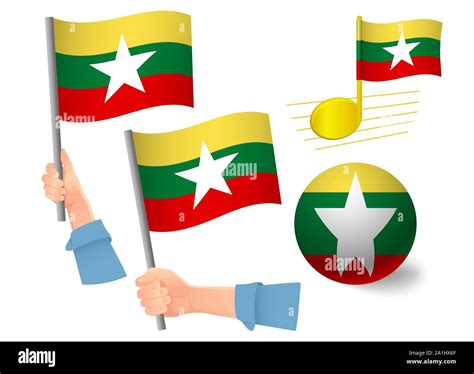Burma flag icon set. National flag of Burma illustration Stock Photo - Alamy