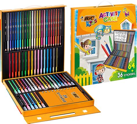 BIC Kids Stationery Activity Set and Carrying Case - 64 Colouring Items ...
