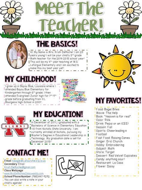 Meet The Teacher Letter Template Free It Has A Color Version And A ...