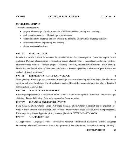 Artificial Intelligence Syllabus 的图像结果