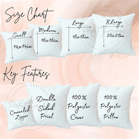 Throw Pillow Size Chart Key Features Mockup, AOP Throw Pillow Size ...