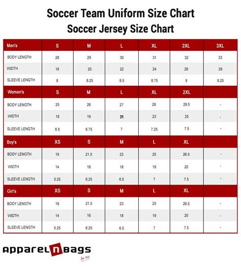 Youth Soccer Jersey Size Chart