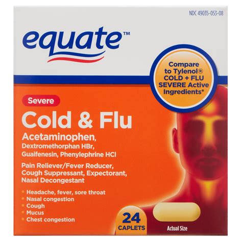 Equate Cold & Flu Maximum Strength Daytime Severe Multi-symptom Relief ...