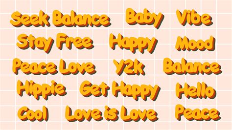 Set of hipster retro cool slogans and phrases. A collection of groovy word stickers with a 70s ...