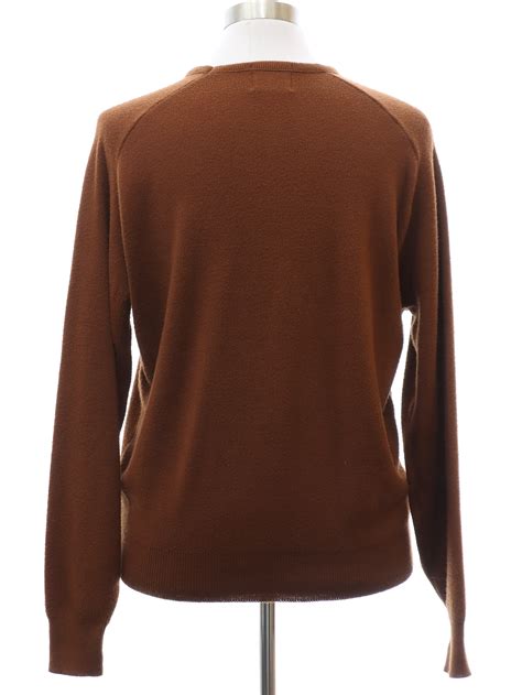 Eighties Vintage Sweater: 80s -Pine State- Mens saddle brown acrylic ...