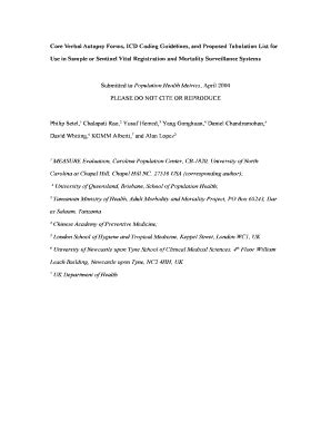 Fillable Online Core Verbal Autopsy Forms and Tabulation List Fax Email ...