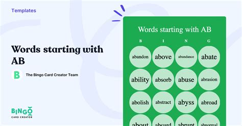 Words Starting With AB Bingo: Printable & Customizable - Bingo Card Creator