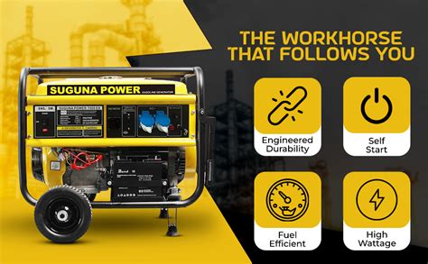 SUGUNA POWER Alloy & Metal 7500 Ex High-Power Generator | 6500W | 4 ...