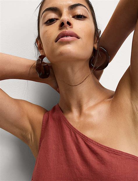 Buy Linen Rich One Shoulder Top at Marks & Spencer