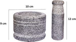 ANNAI BAZAR Stone Mortar and Pestle Set/Khal Dasta Ural Set/Khalbatta ...